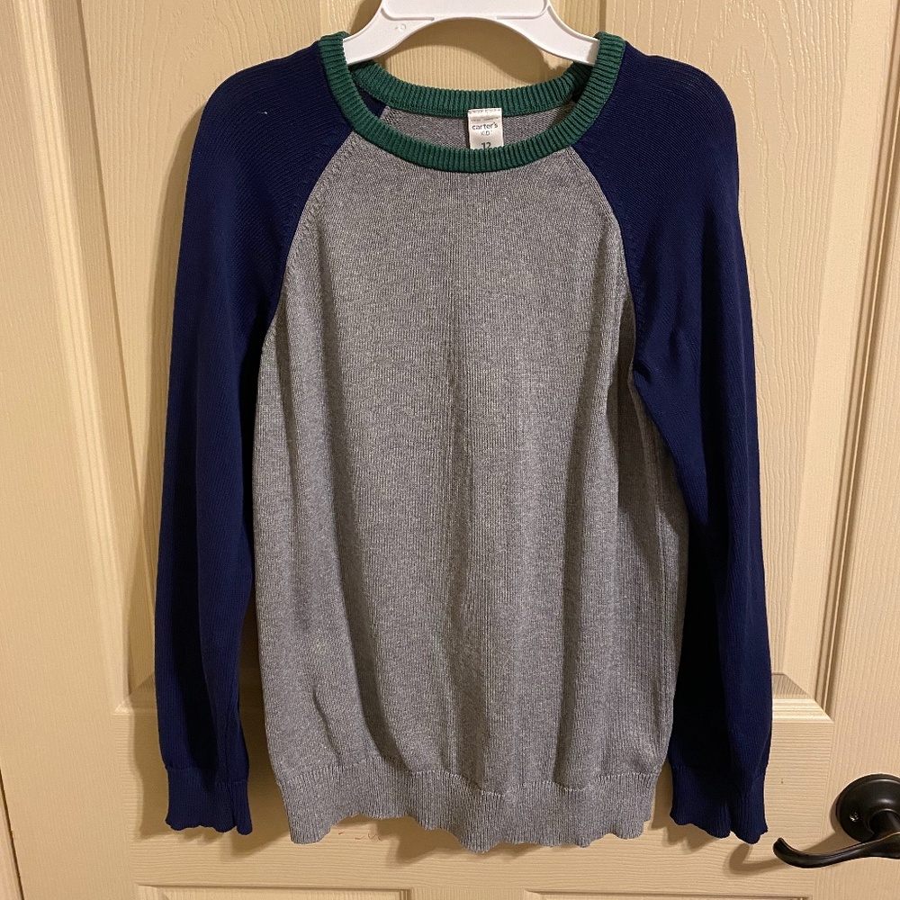 Boys carters sweater blue gray green size 12 vguc